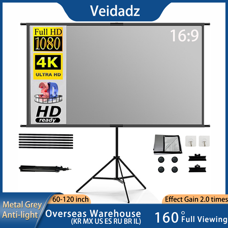 Home Cinema Projector Screen - Pantalla de proyector VEIDADZ con soporte