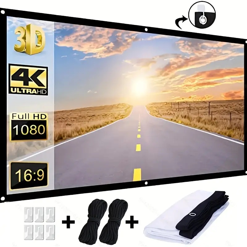 Home Cinema Projector Screen - Pantalla de Proyector 16:9 Plegable para