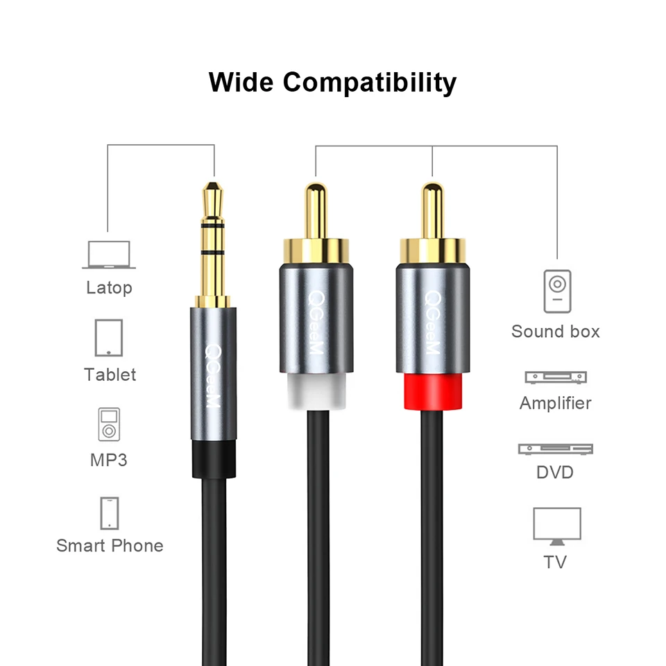 Cable RCA QGeeM 2RCA a 3.5mm,  - Home Cinema App reseña y precio