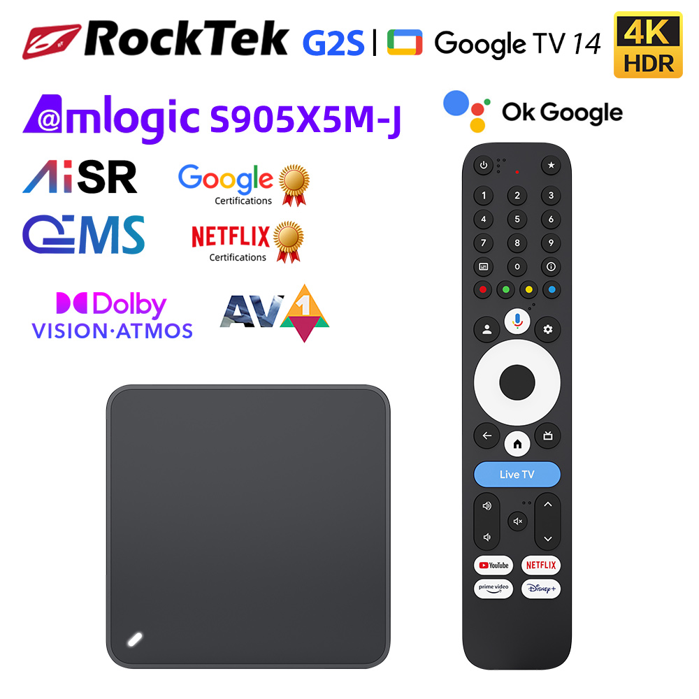 RockTek G2S UHD Google TV Box  - Home Cinema Google reseña y precio