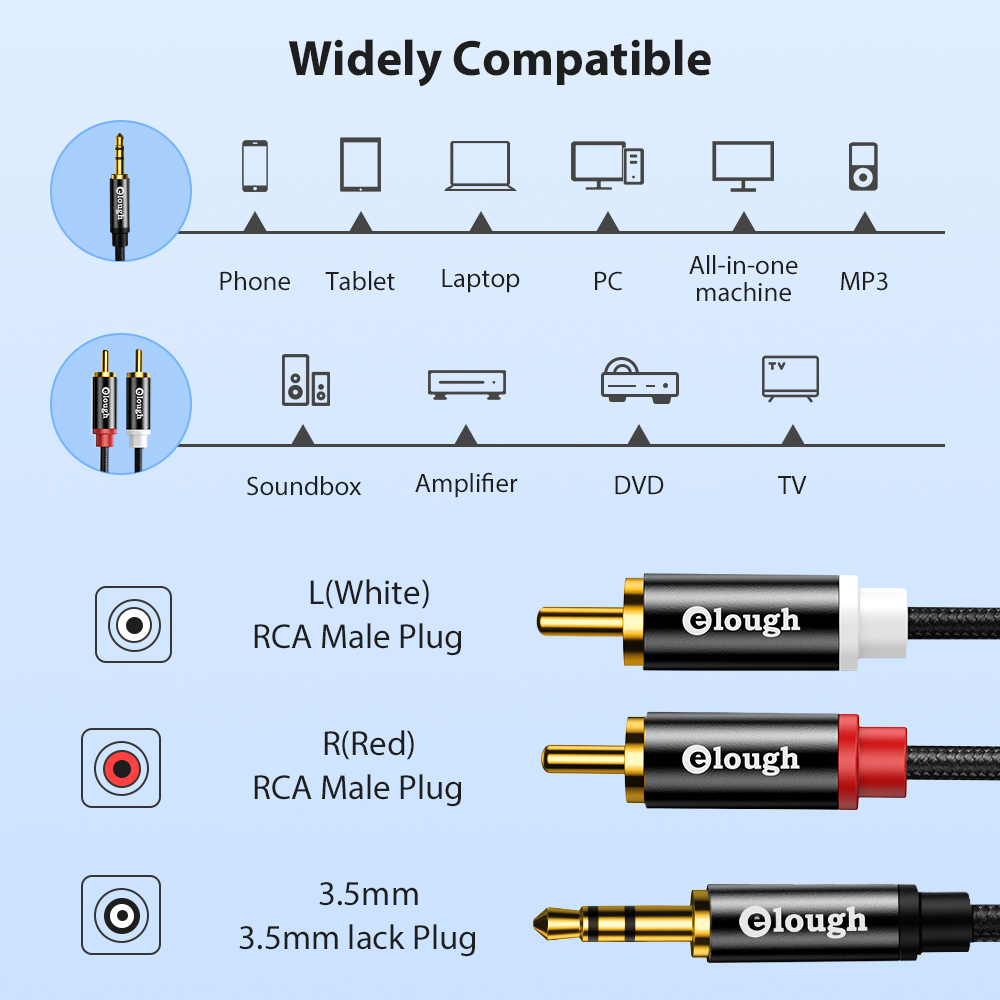 Elough-Cable RCA AUX para alta - Home Cinema App reseña y precio